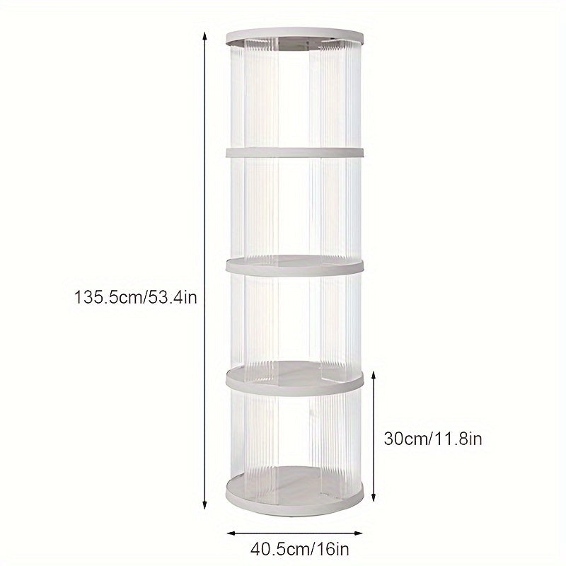 Rotating Corner Bookshelf 4 Tier Floor Standing Organizer