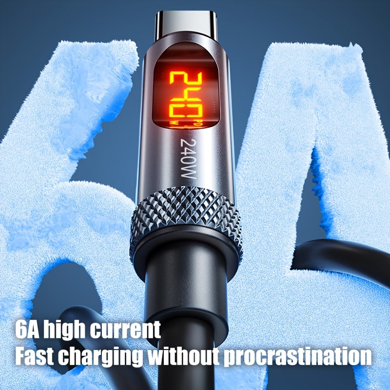 240W Fast Charging USB C Cable With Real Time Display
