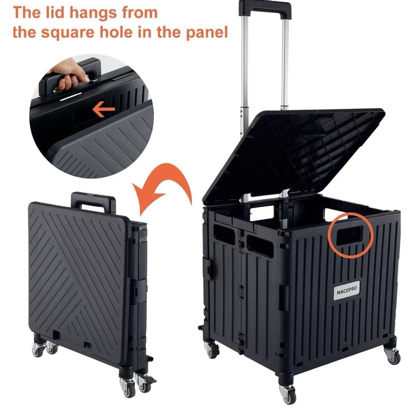 Foldable Rolling Cart With Telescopic Handle And Wheels