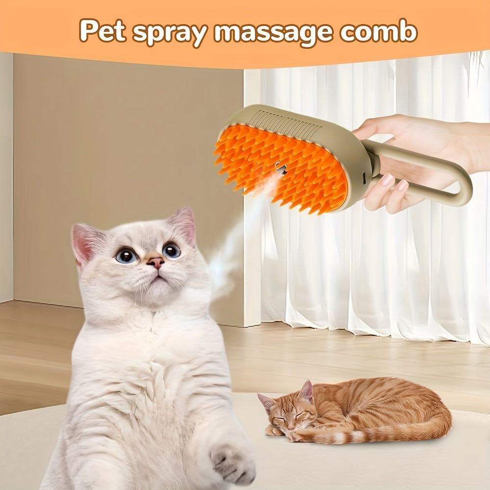 3In1 Pet Steam Brush With USB Charging Rotating Cat Dog