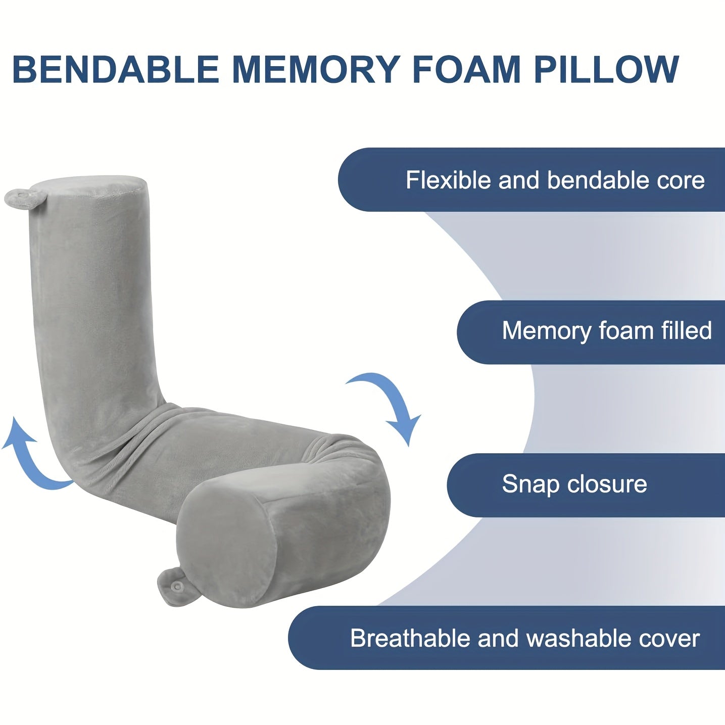 Memory Foam Neck Pillow With Adjustable Curved Design