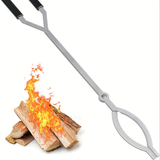 Stainless Steel Fire Tongs for Safe Firewood Handling and Grabbing