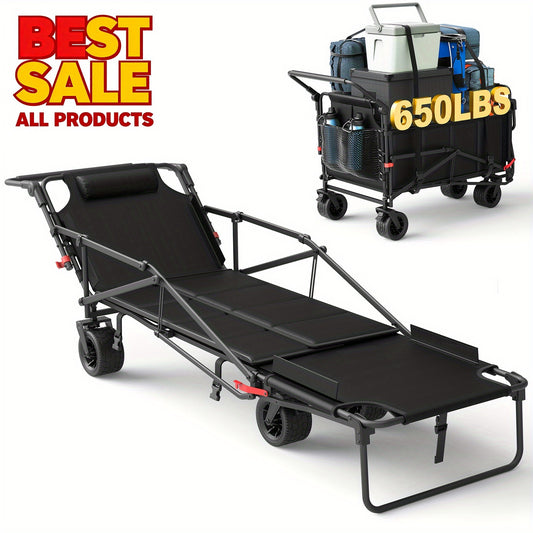 Two In One Folding Wagon Beach Chair All Terrain Grocery