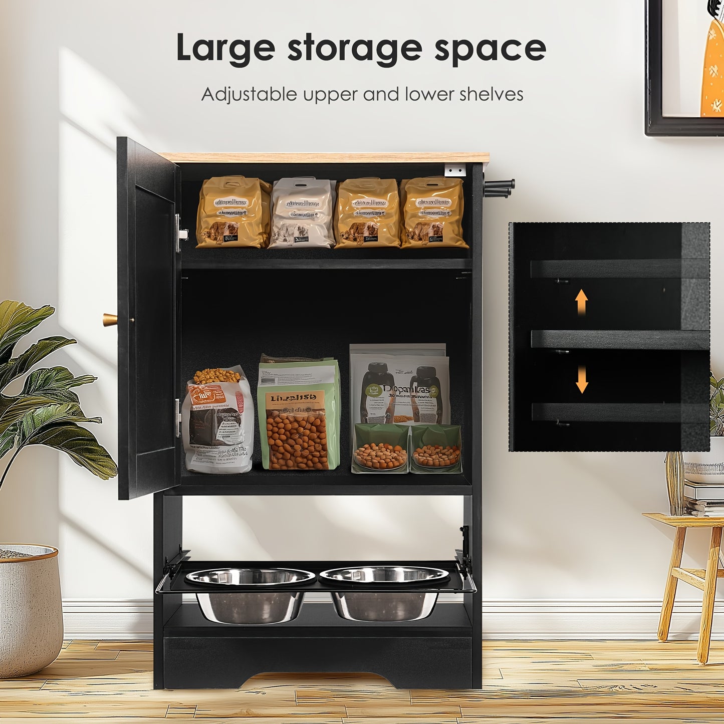 All In One Pet Feeding Station With Storage Cabinet