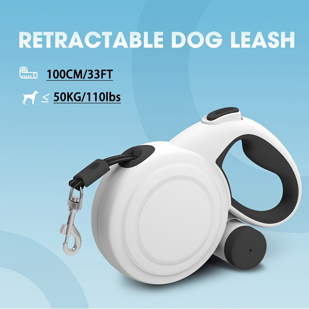 Retractable Dog Leash With Reflective Strips And One Button