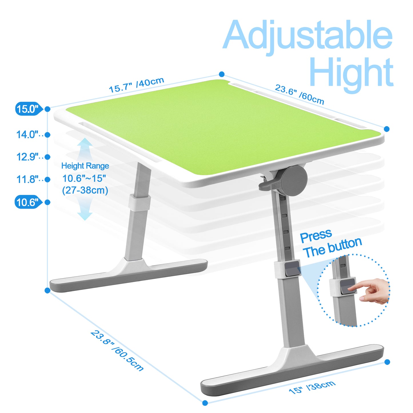 FWPP Adjustable Laptop Lap Desk Stand For Bed USB Light
