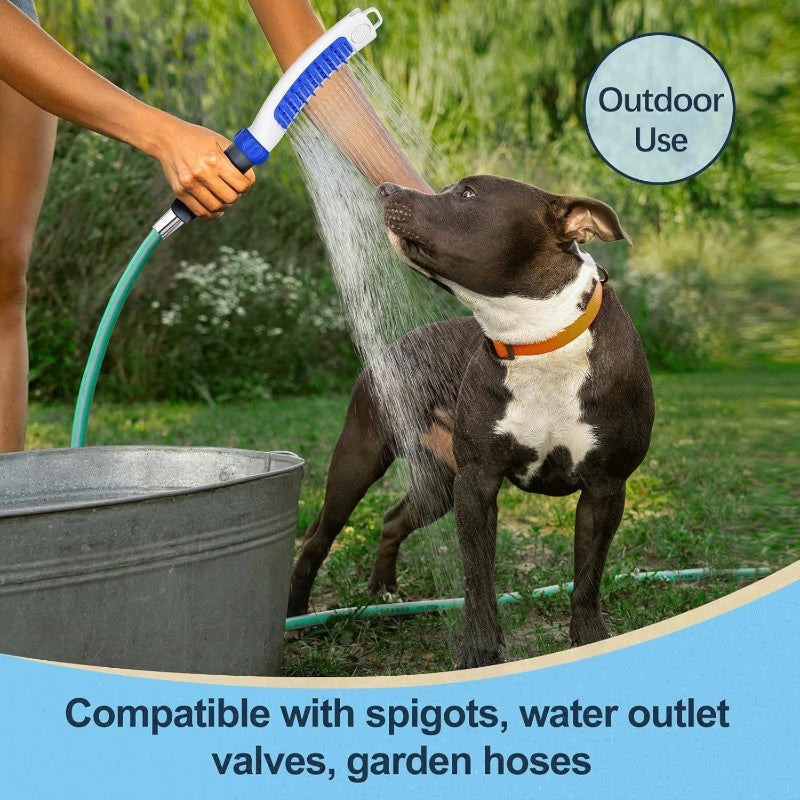 Dog Shower Attachment With Bristles Deshedding Massaging Hose