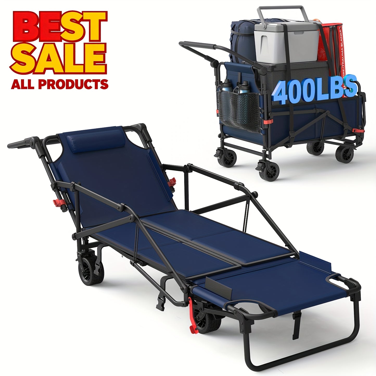 Two In One Folding Wagon Beach Chair All Terrain Grocery