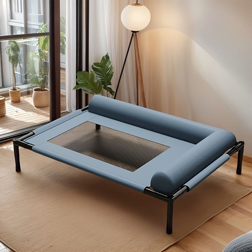 Breathable Elevated Pet Bed With Plaid Design For Dogs