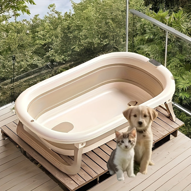 Foldable Pet Bathtub for Dogs and Cats - Space Saving Design