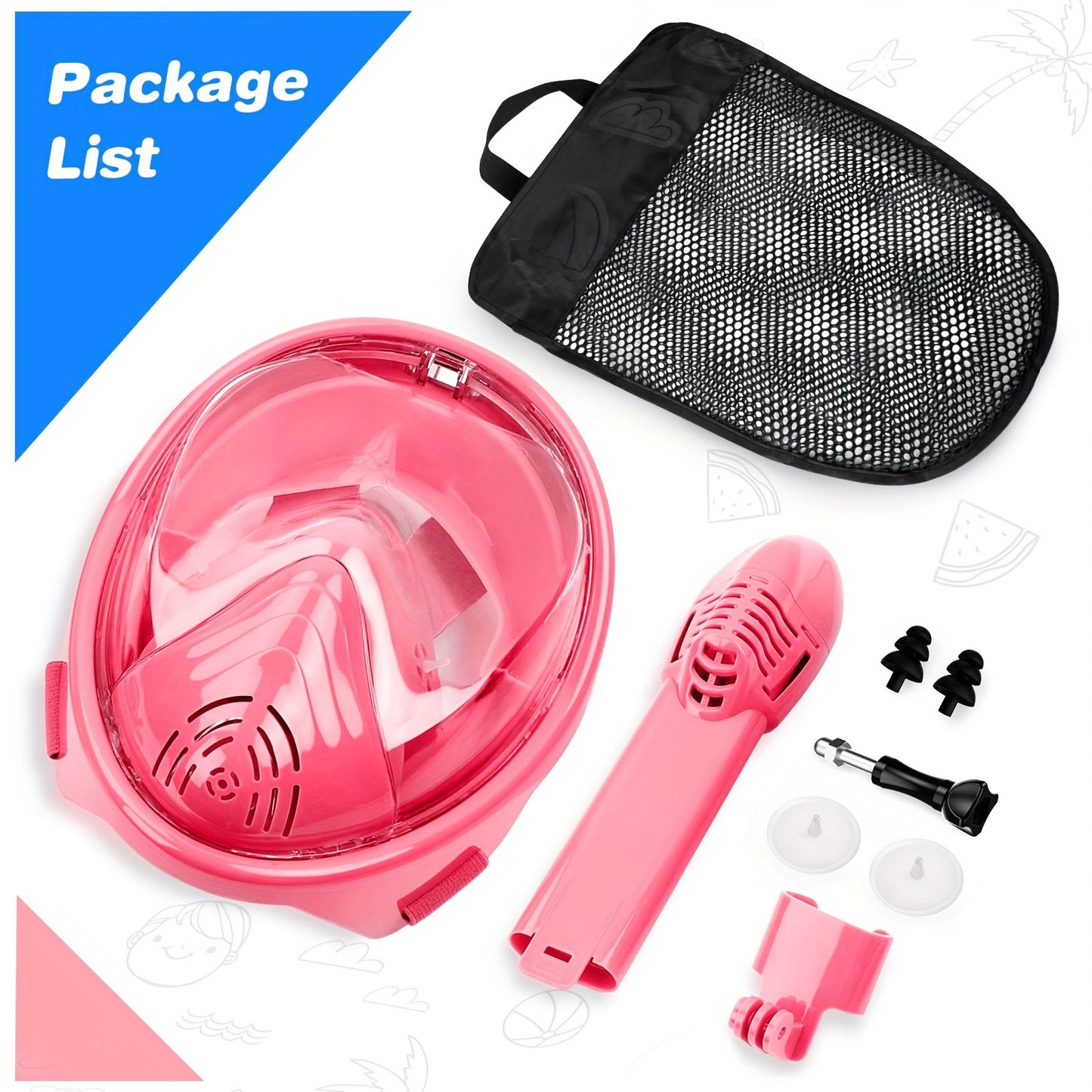 Two Pack Full Face Snorkel Mask For Kids With Camera Holder