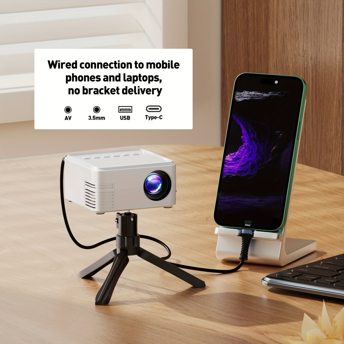 MAOHUTER Modern Portable Projector LED 1080P Display