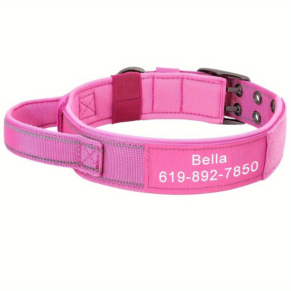 Customizable Nylon Dog Collar Engraved Name Metal Buckle