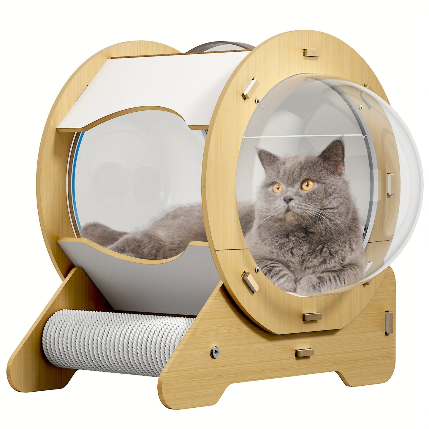 4-in-1 Wooden Cat House for Modern Indoor and Outdoor Use