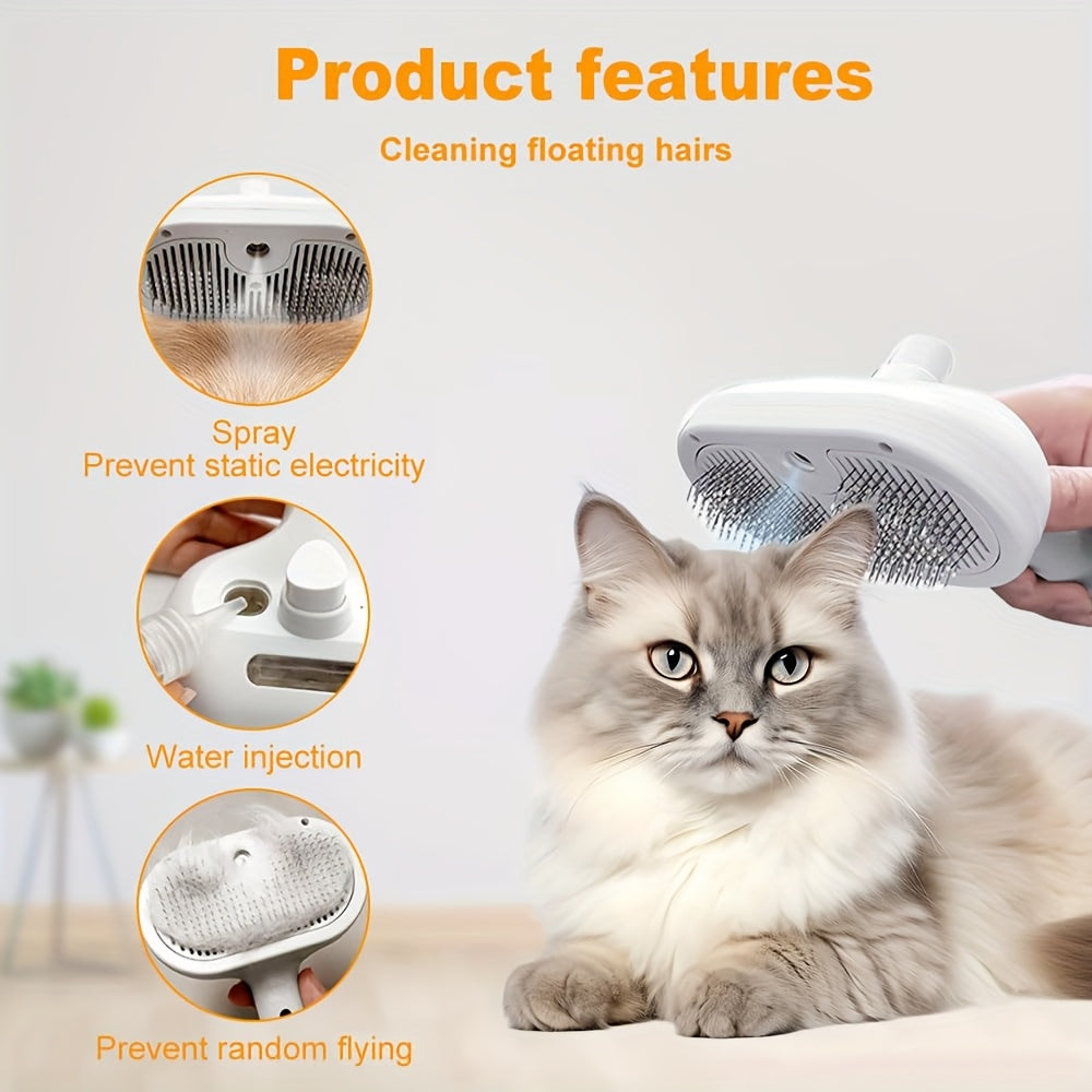 Pet Deshedding Brush 3 In 1 Self Cleaning USB Charging