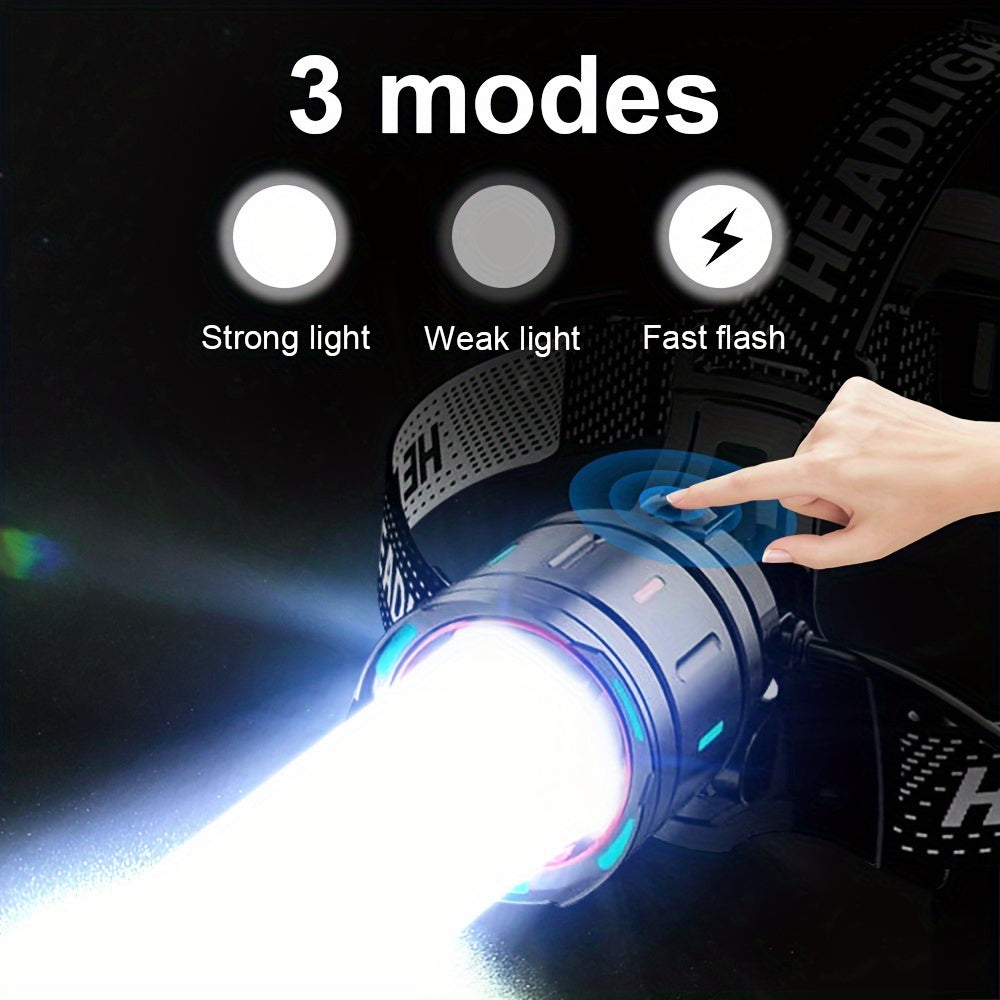 High Brightness LED Headlamp 5000 Lumen Rechargeable 3 Modes