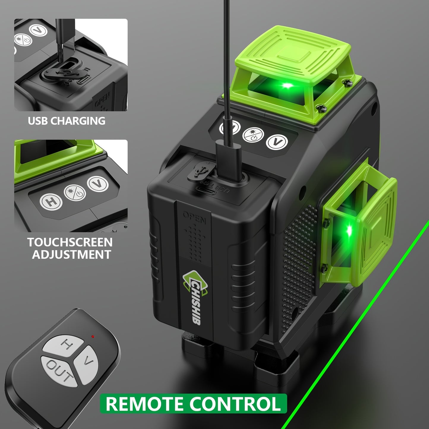 16 Line Laser Level Kit 360 Degree Auto Leveling Crosshair