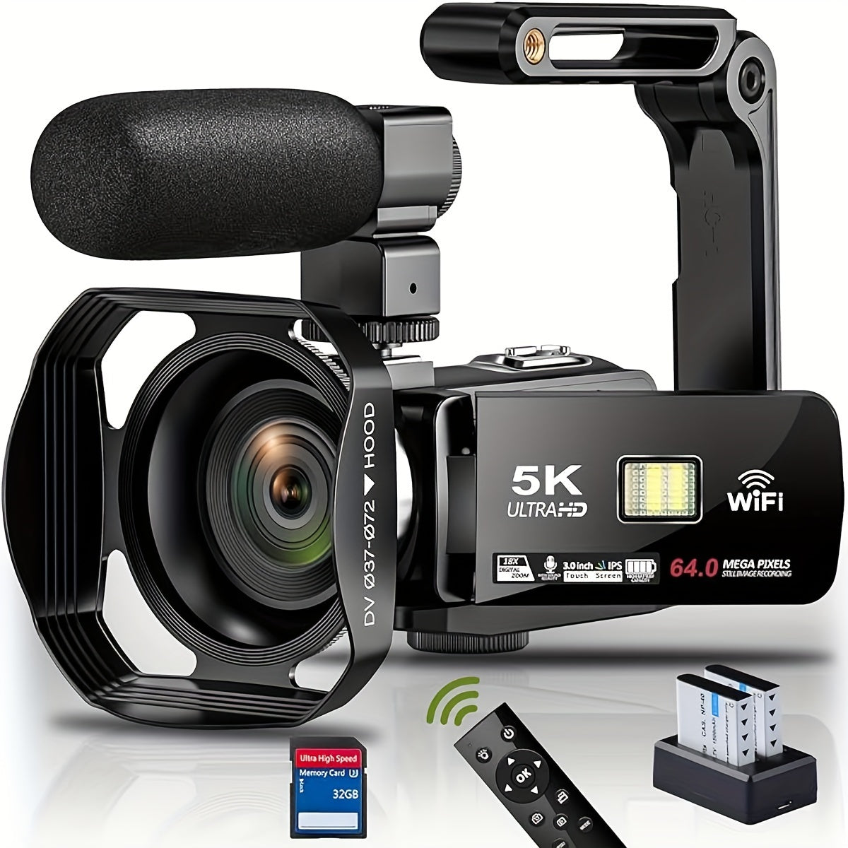 64MP Camcorder With WiFi Live Streaming IR Night Vision