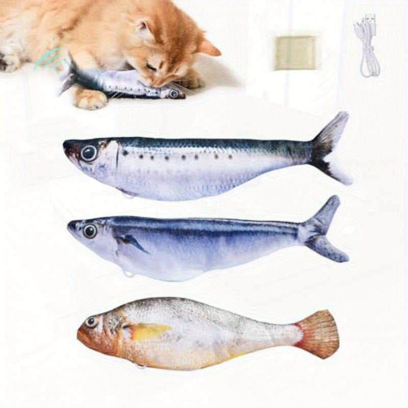 3 Pack Realistic Flopping Fish Cat Toys USB Rechargeable