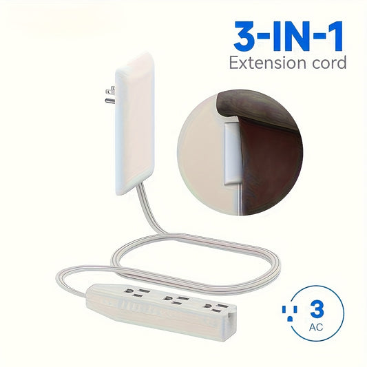 Three Outlet Power Strip With Flat Extension Cord Indoor