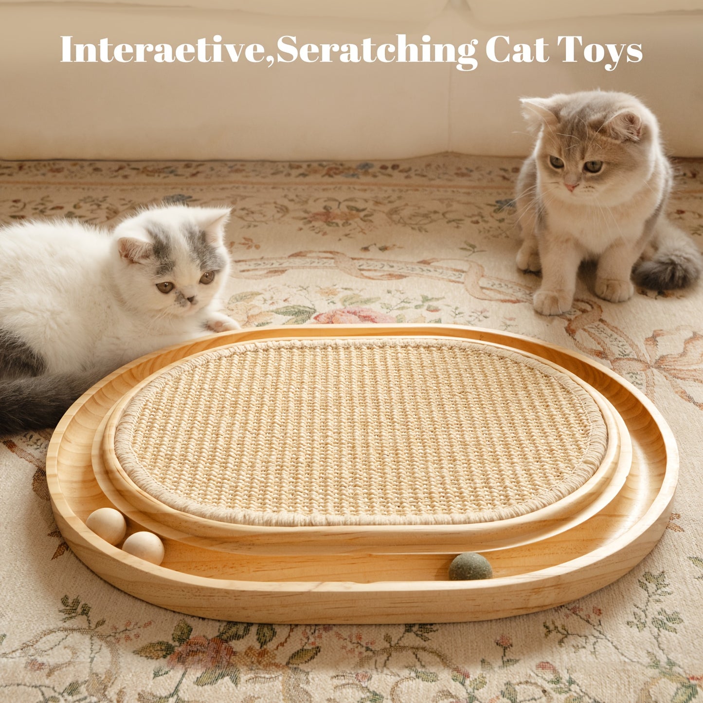 Sisal Cat Scratcher Toy With Ball Track Indoor Cats