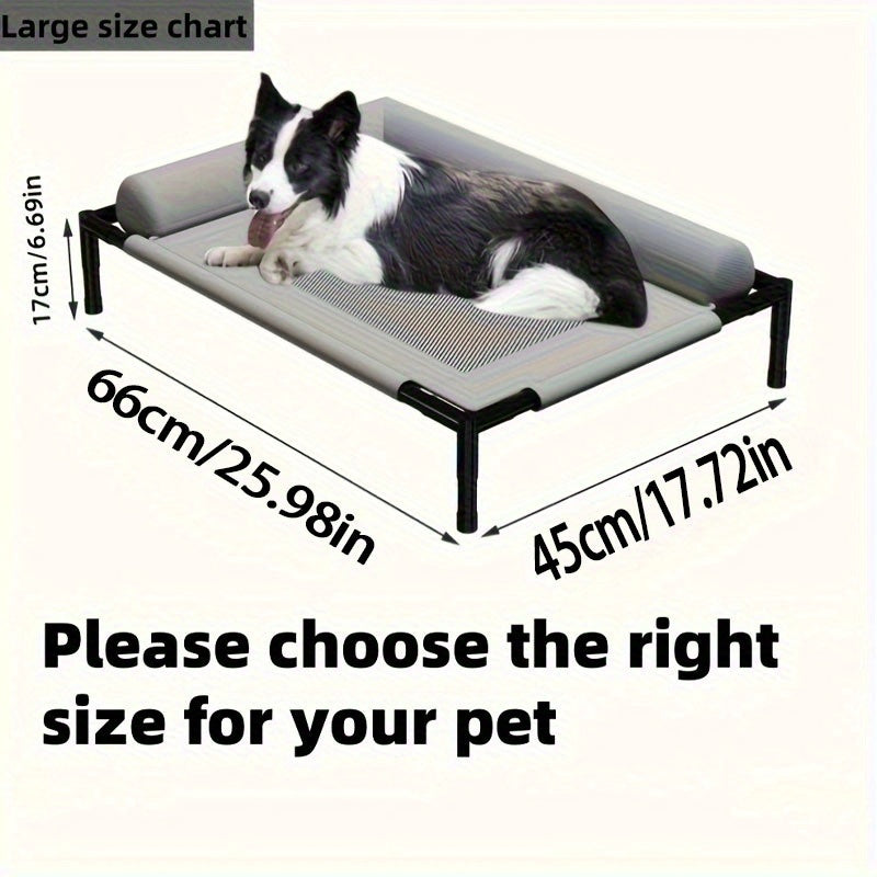 Breathable Elevated Pet Bed With Plaid Design For Dogs