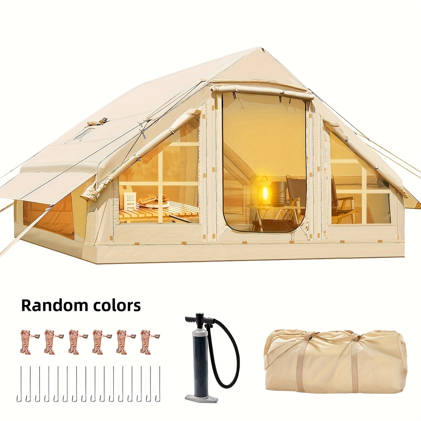 Inflatable Camping Tent With Manual Pump For Easy Waterproof Setup