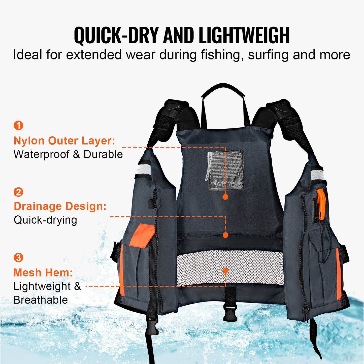 Vevor Watersports Life Vest PFD 80N Buoyancy Jacket