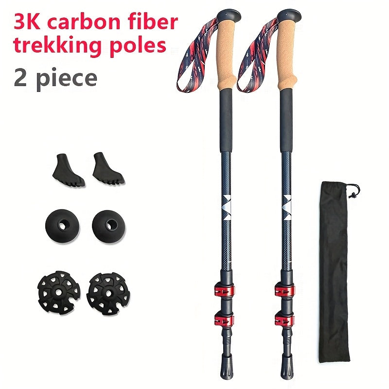 Lightweight Carbon Fiber Hiking Sticks Telescopic With Lock
