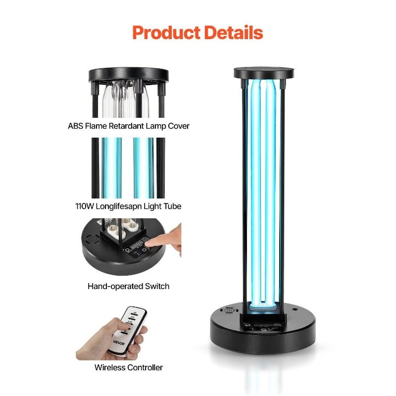 Portable UV C Disinfection Lamp Ozone Generator Timer