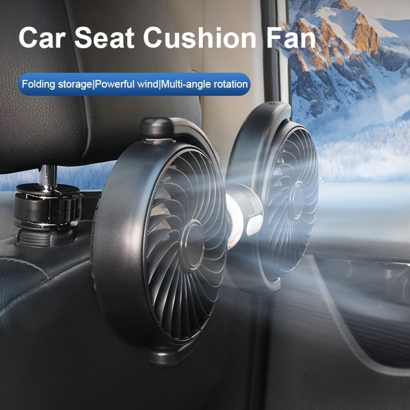 Rear Seat Headrest Dual Head Fan With Three Speed Rotation