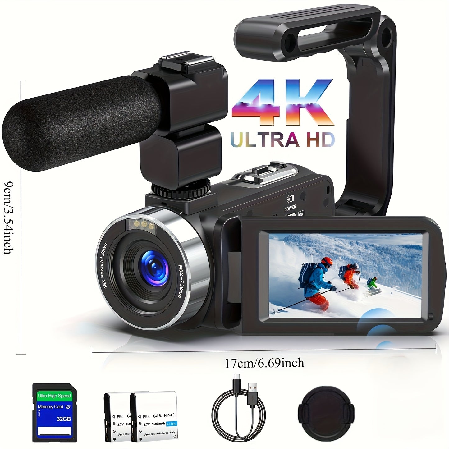 4K Ultra HD Vlogging Camcorder 18X Zoom IR Night Vision