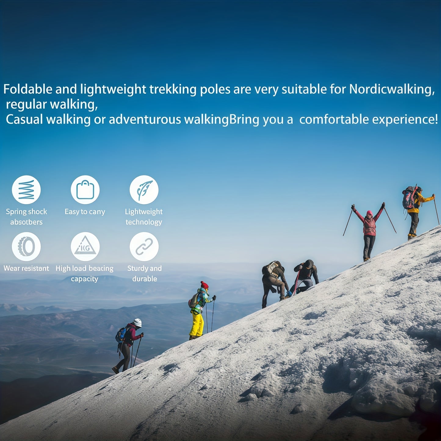 Ergonomic Aluminum Trekking Poles Adjustable Shockproof