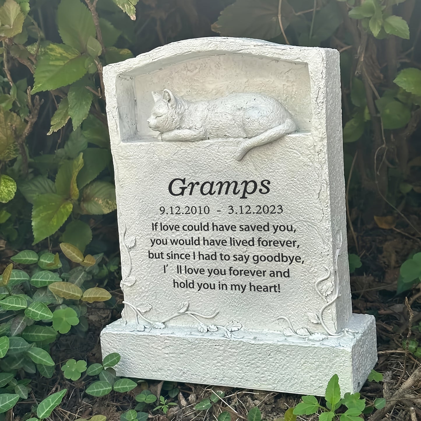 Personalized Upright Cat Memorial Stone Engraved Marker