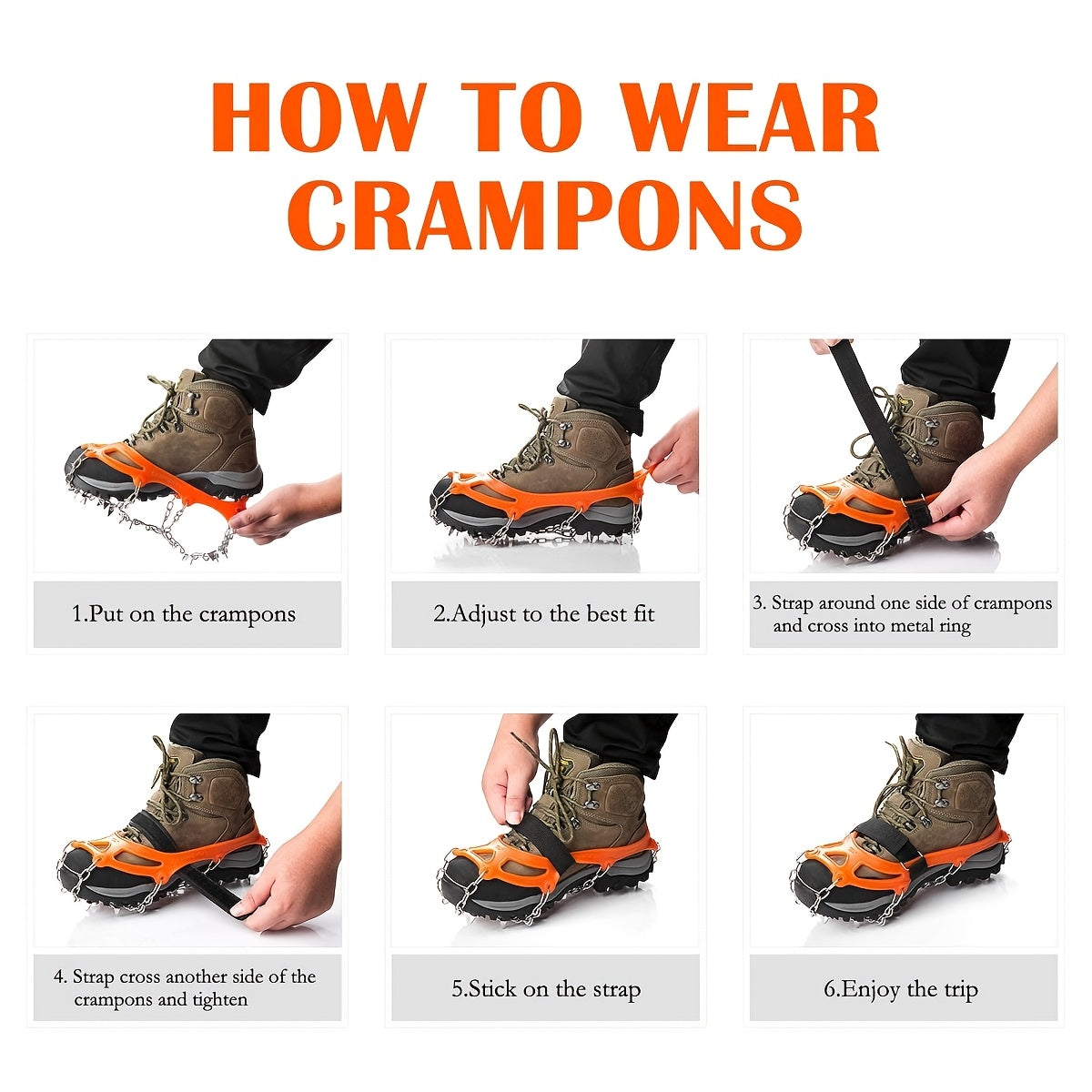 Ground Grip Crampons With Stainless Steel Spikes For Boots