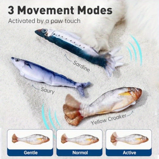 3 Pack Realistic Flopping Fish Cat Toys USB Rechargeable