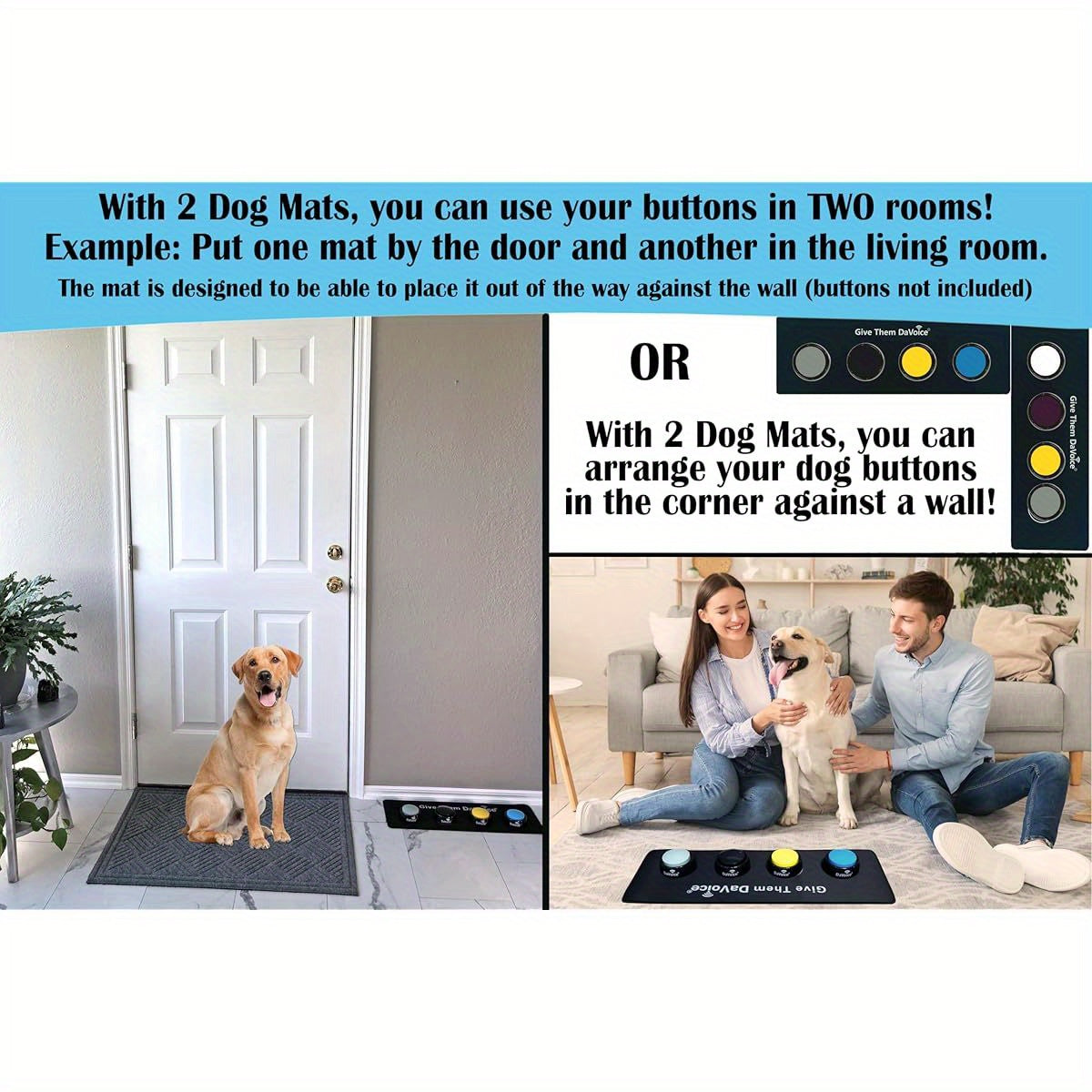 Dog Communication Buttons Training Mat with Adhesive Dots