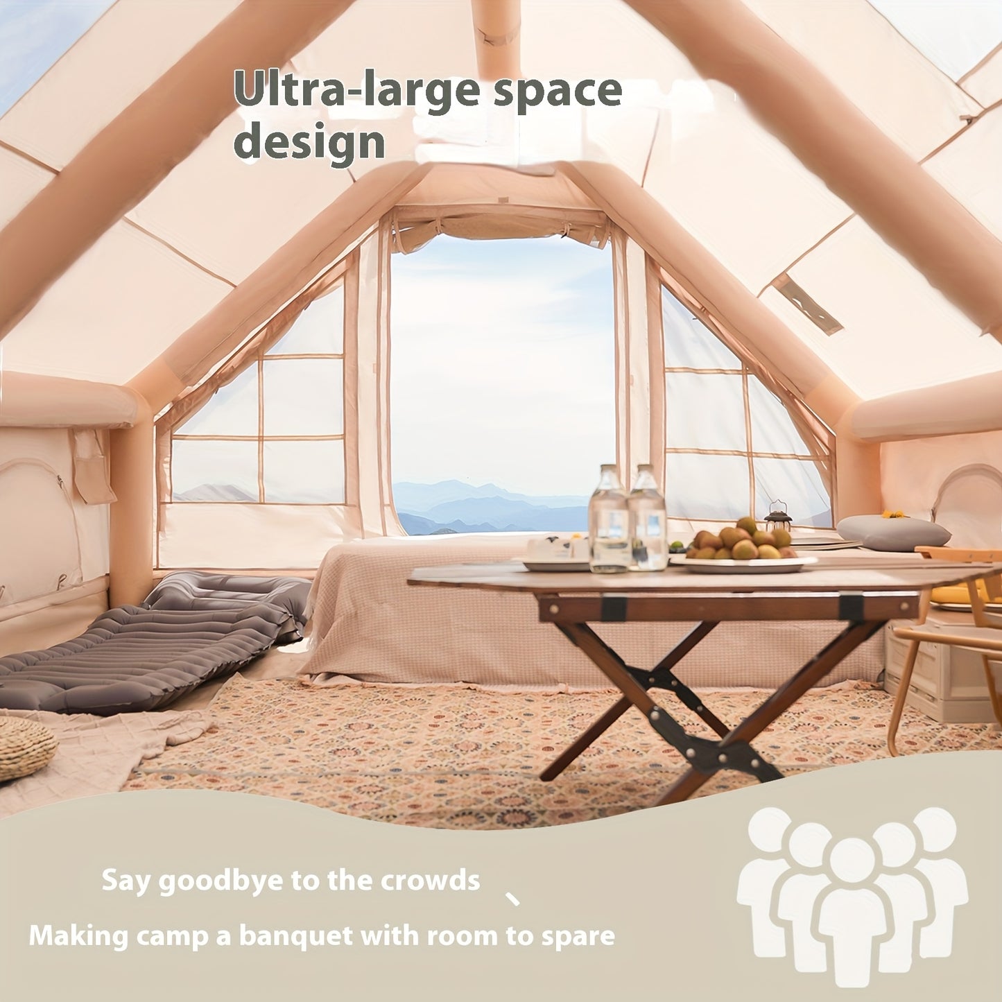 Inflatable Family Camping Tent All Season Windproof Shelter