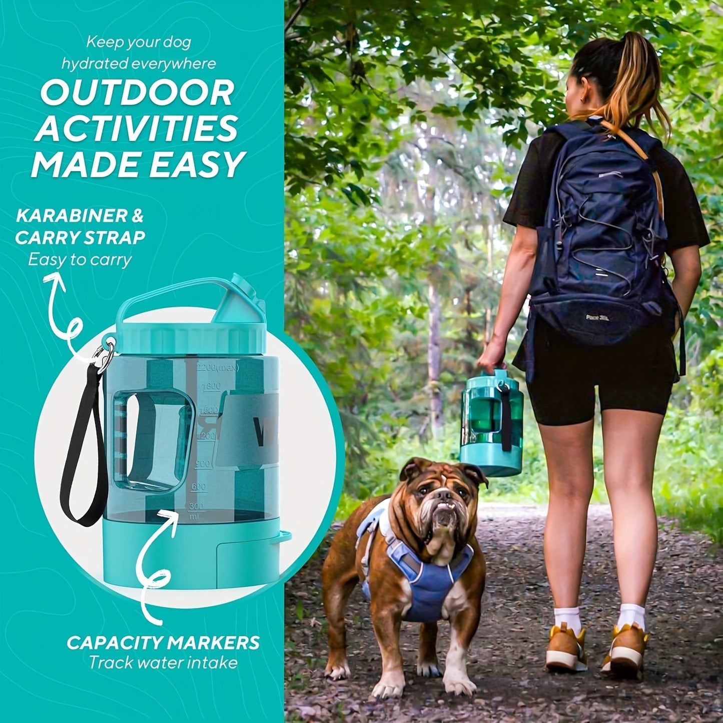Lesotc Dog Water Dispenser Bowl Travel Bottle For Outdoors