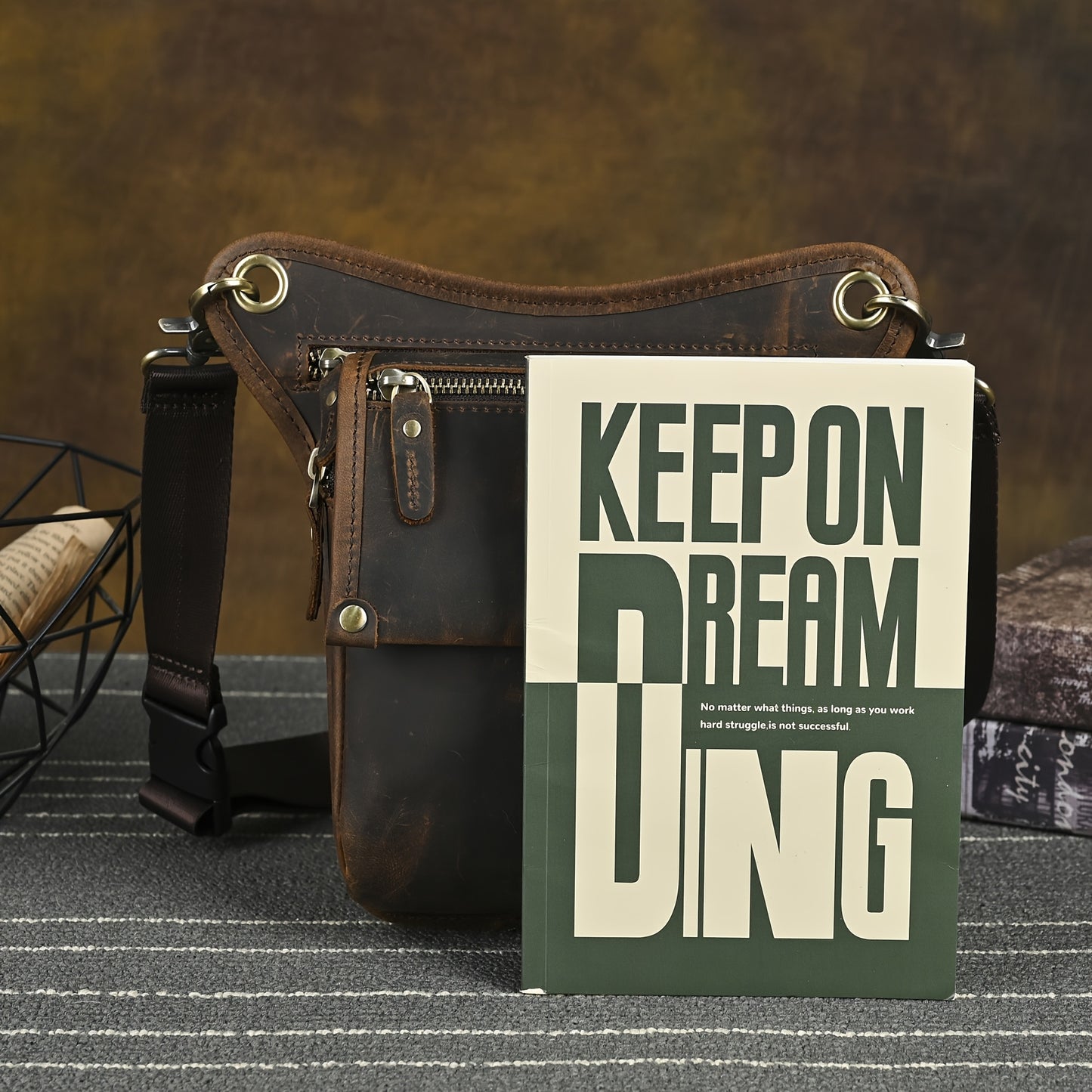Men's Vintage Leather Sling Bag for Casual Travel