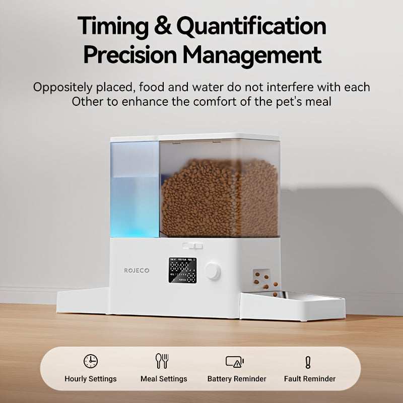 ROJECO Automatic Pet Feeder and Water Fountain for Dogs Cats