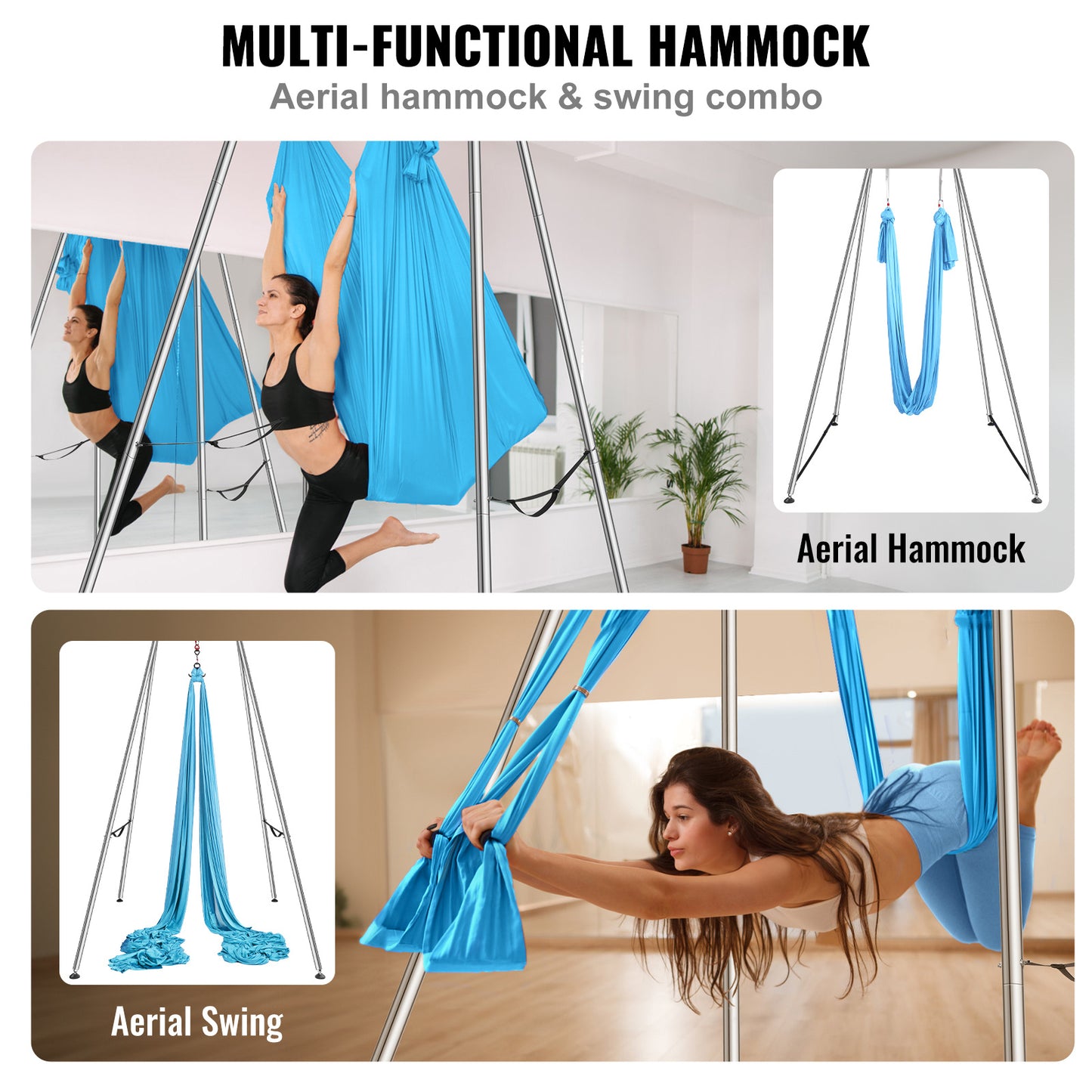 VEVOR Aerial Yoga Frame with Professional Yoga Hammock