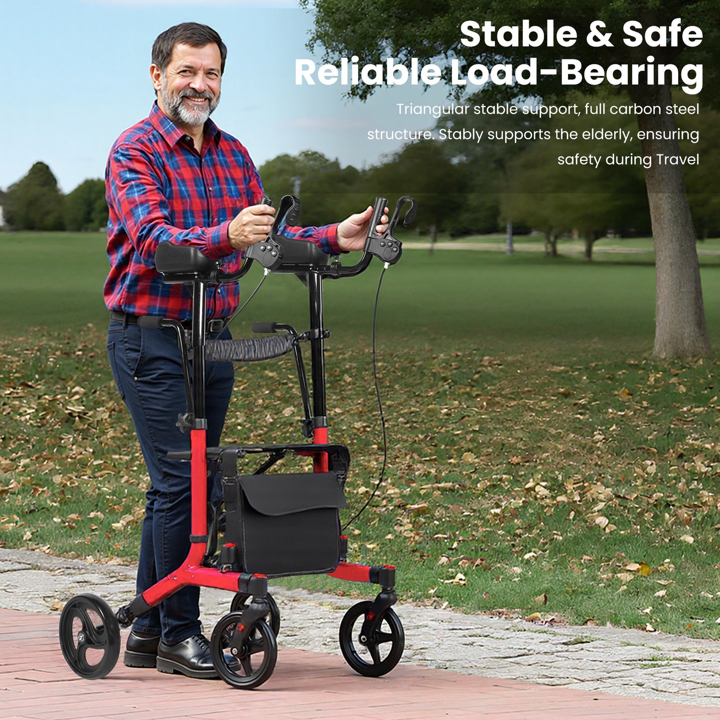 Foldable Rollator Walker Seat For Seniors Adjustable Handles