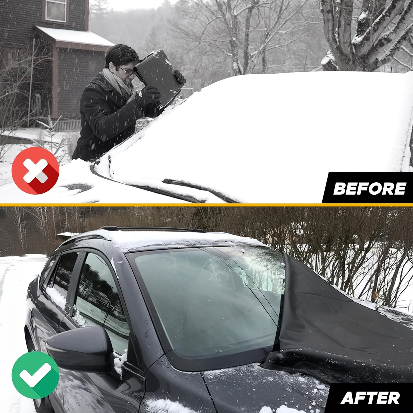 Universal Car Snow Shield Three In One Magnetic Mirror Cover