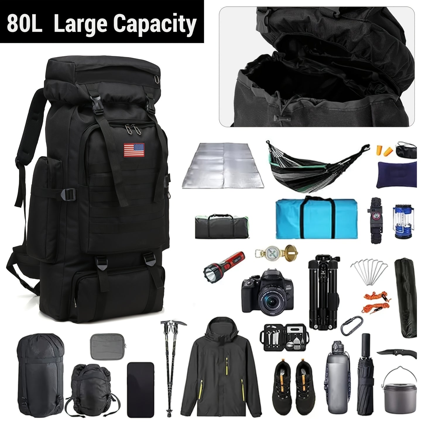 Tactical Hiking Backpack Set for Outdoor Adventures and Camping