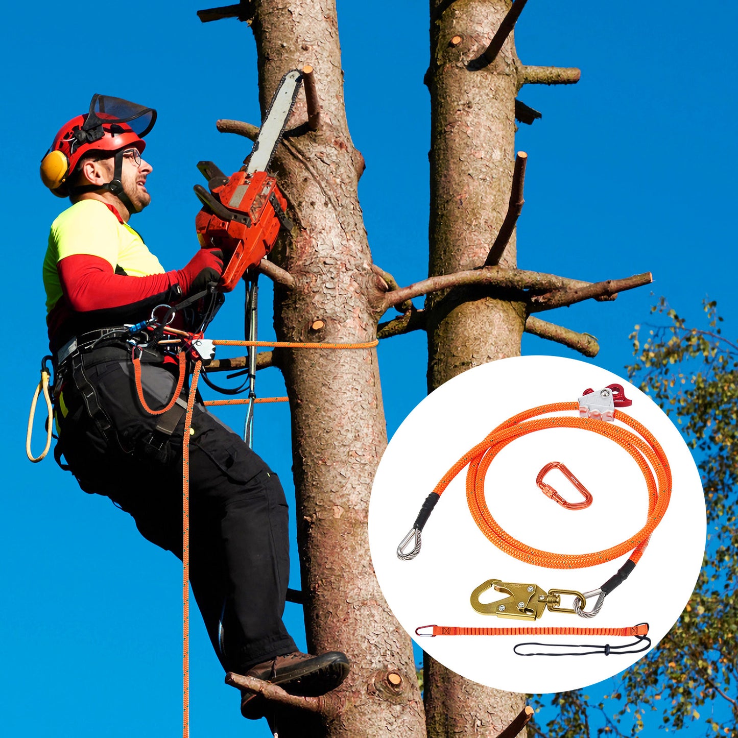 Steel Core Arborist Flipline With Snap Hook And Carabiner