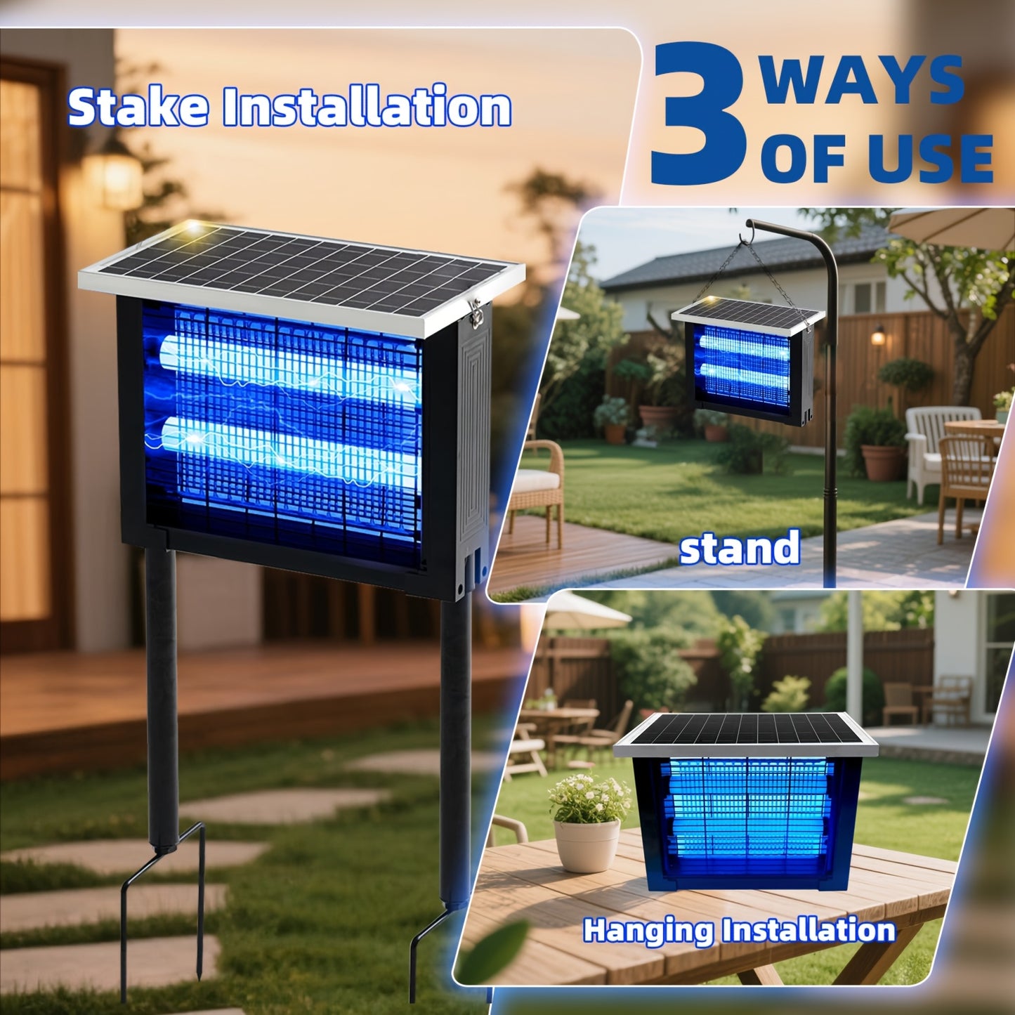Solar Bug Zapper USB Charging Dual Mode Pest Control