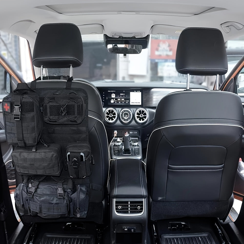 Tactical Car Seat Back Organizer with Detachable Molle Pouches