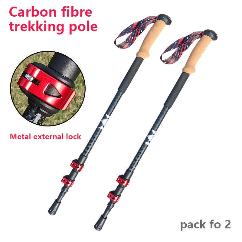 Lightweight Carbon Fiber Hiking Sticks Telescopic With Lock