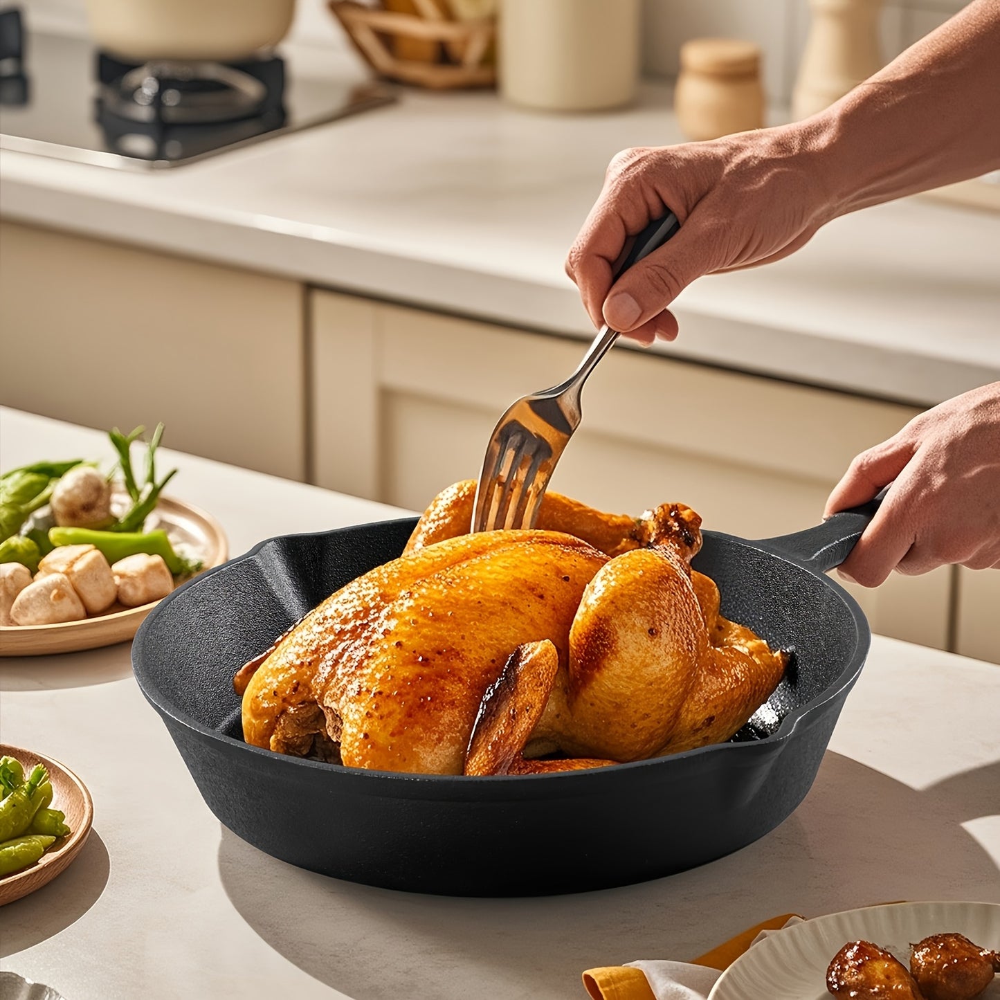 Three Piece Cast Iron Frying Pan Set For Professional Chefs
